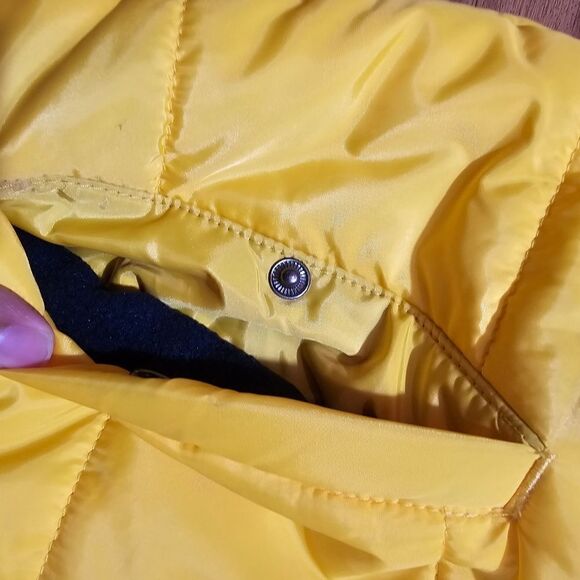 Tommy Hilfiger Puffer Jacket Kids 7 Waterproof Convertible Yellow Blue Fleece - Picture 3 of 11